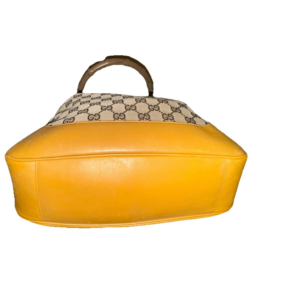 GUCCI GG Canvas Bamboo Sherry Line Hand Bag 2way Sarah Flip Top - Picture 13 of 16